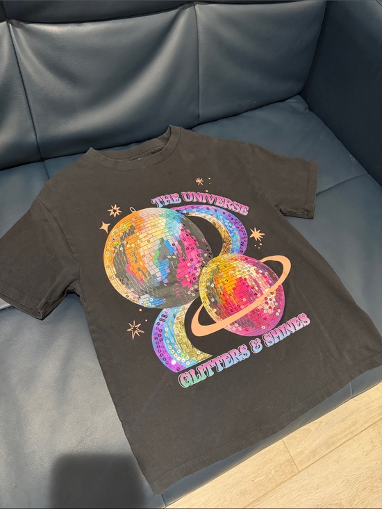 Other - Kids Black Graphic Tee - The Universe Glitters & Shines